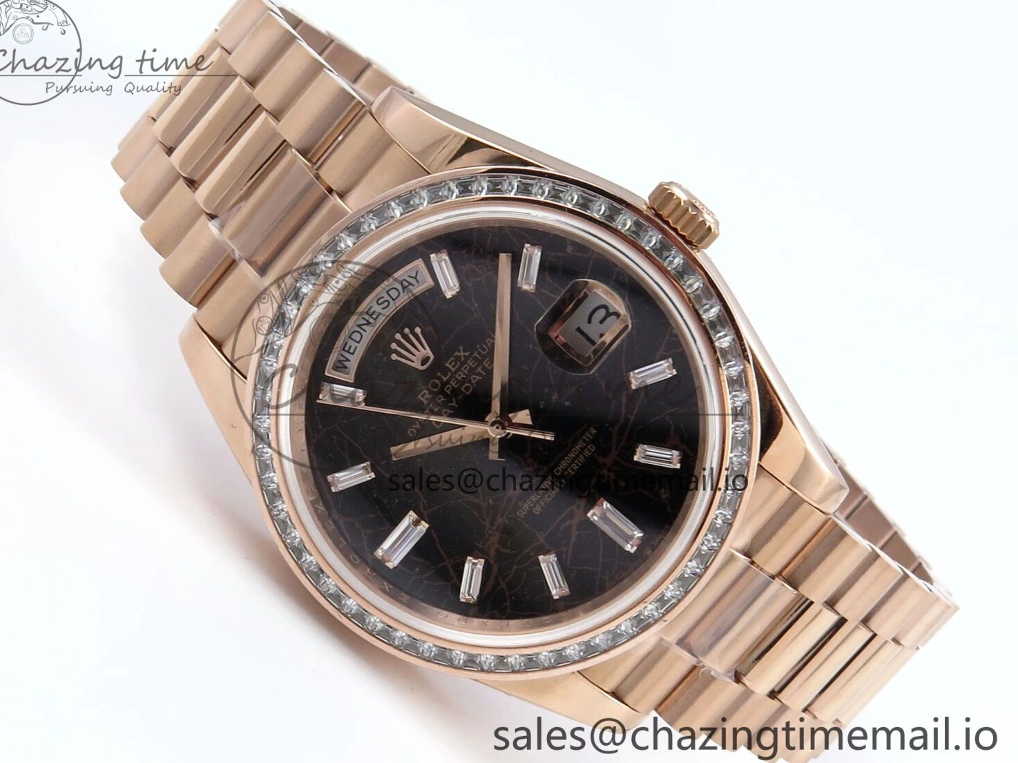 V5 DayDate Slate QF 40 Diamonds Eisenkiesel Weight) 1:1 Bracelet President Dial Bezel Edition on (Gain RG A2836 Best 0205